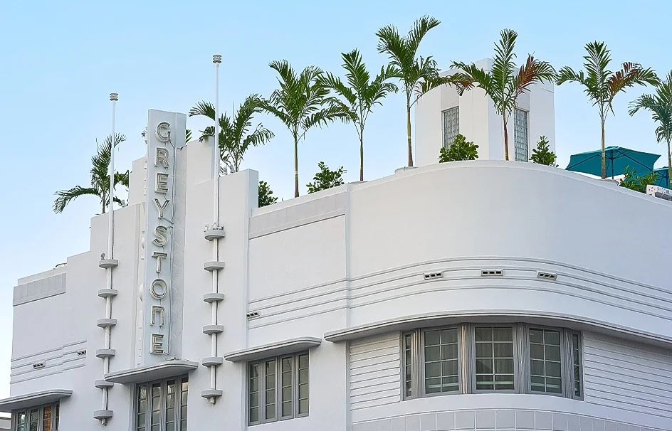 Art Deco exterior of Hotel Greystone