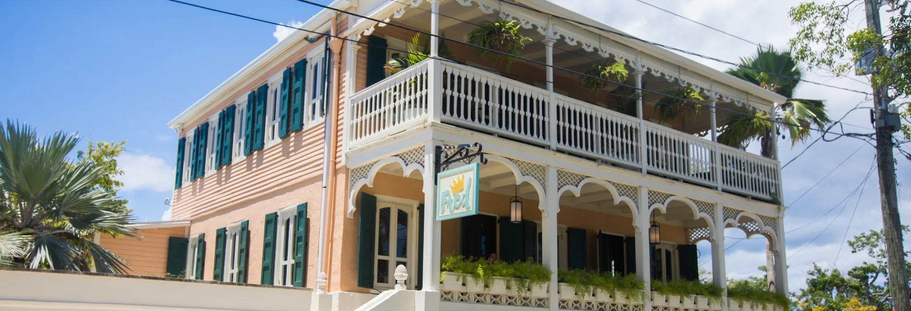 Historic exterior of The Fred in Frederiksted
